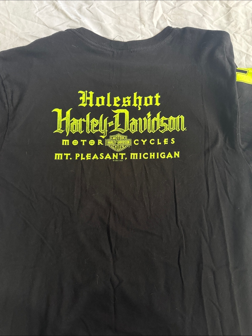 Harley-Davidson Black T-Shirt with Neon Yellow Eagle Graphic - Picture 2 of 2